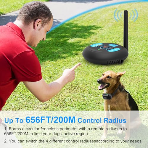 Rechargeable Waterproof Dog Wireless Fence & Remote Training Collar J9832