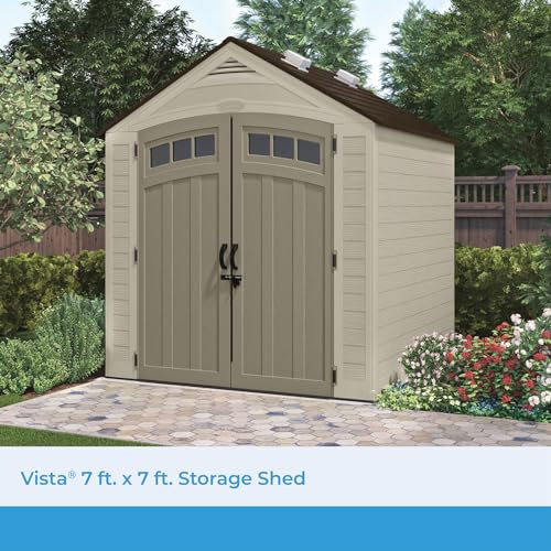 7x7 Storage Shed with Multi-Wall Resin Panels, 4 Skylights, Pad-Lockable Doors, 84" D x 84" W x 98" H O402