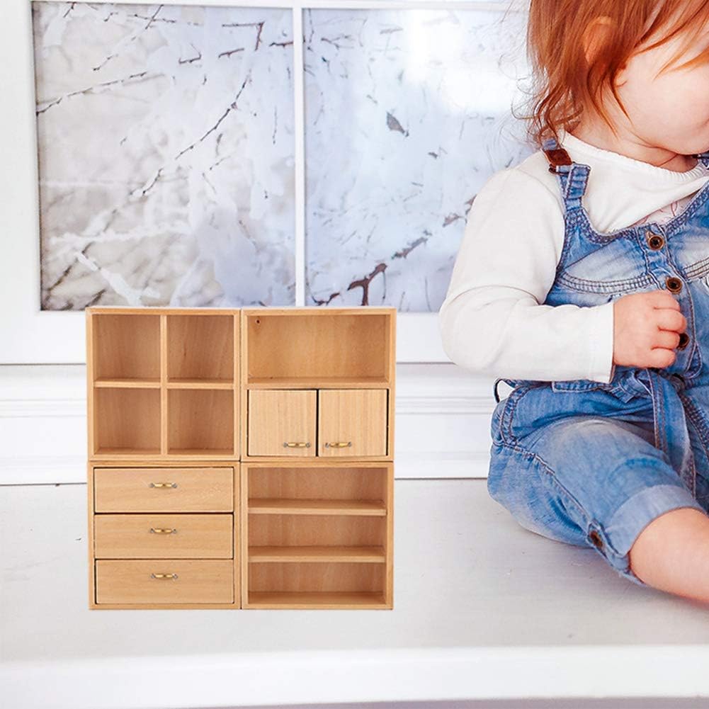 4pcs 1:12 Wooden Dollhouse Cabinet Furniture Set N785876