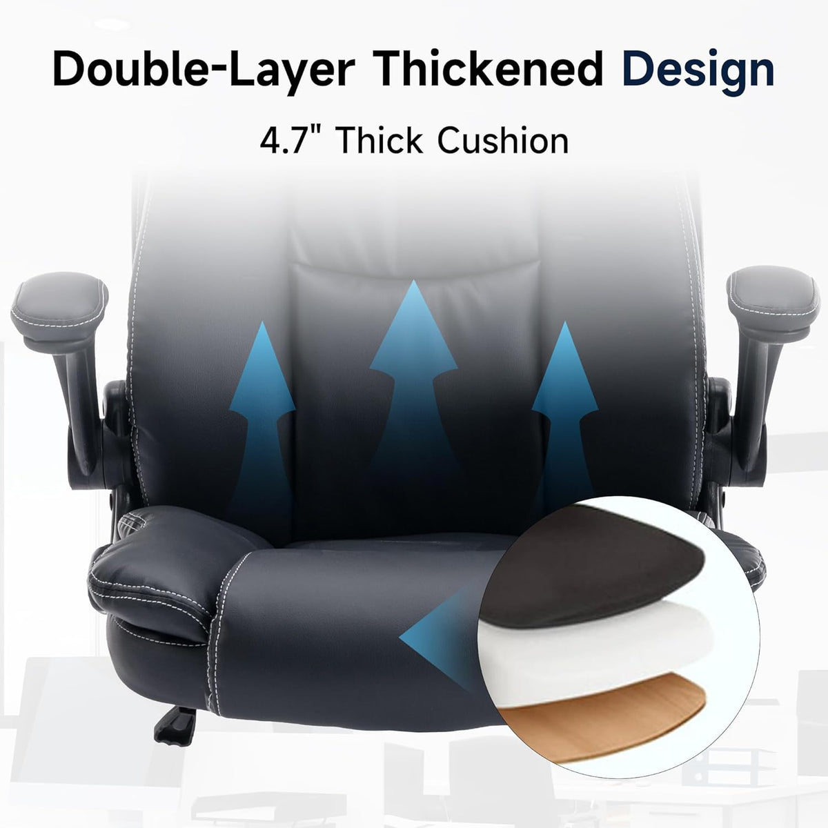 Black PU Leather Ergonomic High Back Office Chair with Wheels I6653