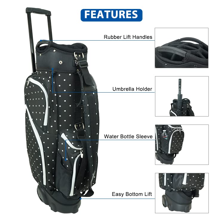 14 Way Divider Top Golf Cart Bag with Wheels M7212