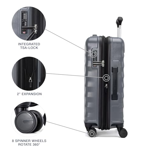 Black 21-Inch Hardside Carry On Luggage with 8 Spinner Wheels L62509