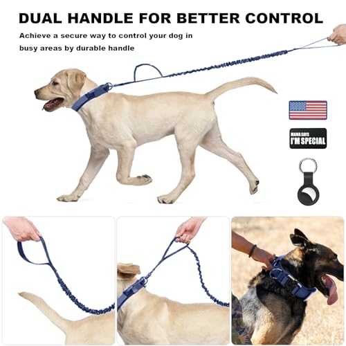 Camo Military Dog Collar and Bungee Leash Set with Metal Buckle Z403041