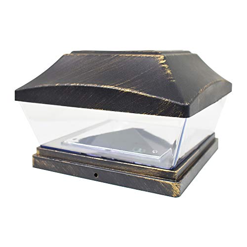 12 Pack Bronze 6 x 6 Solar Post Light Deck Cap Square Outdoor PVC Vinyl Wood L42367