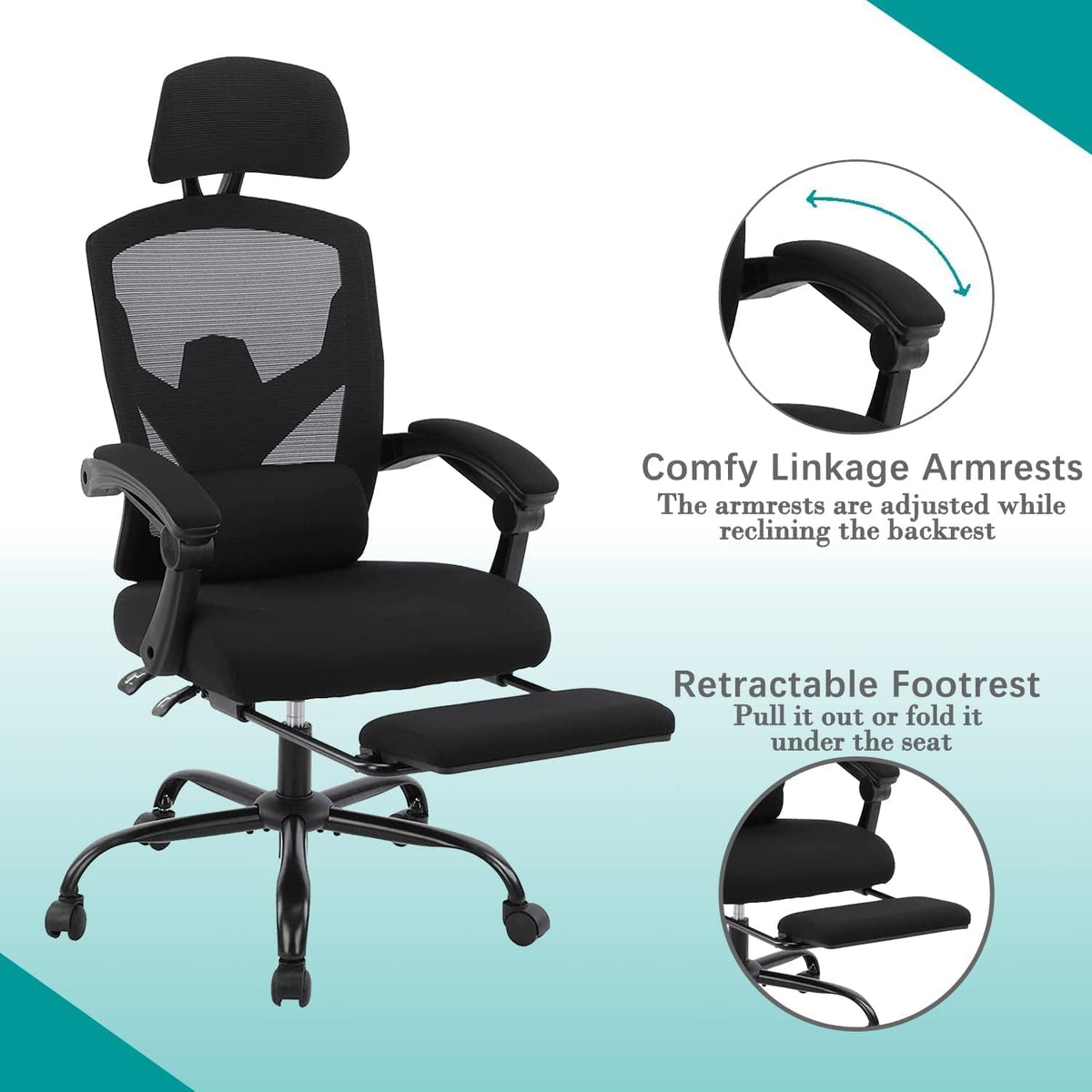 Ergonomic High Back Mesh Office Chair with Lumbar Support W461