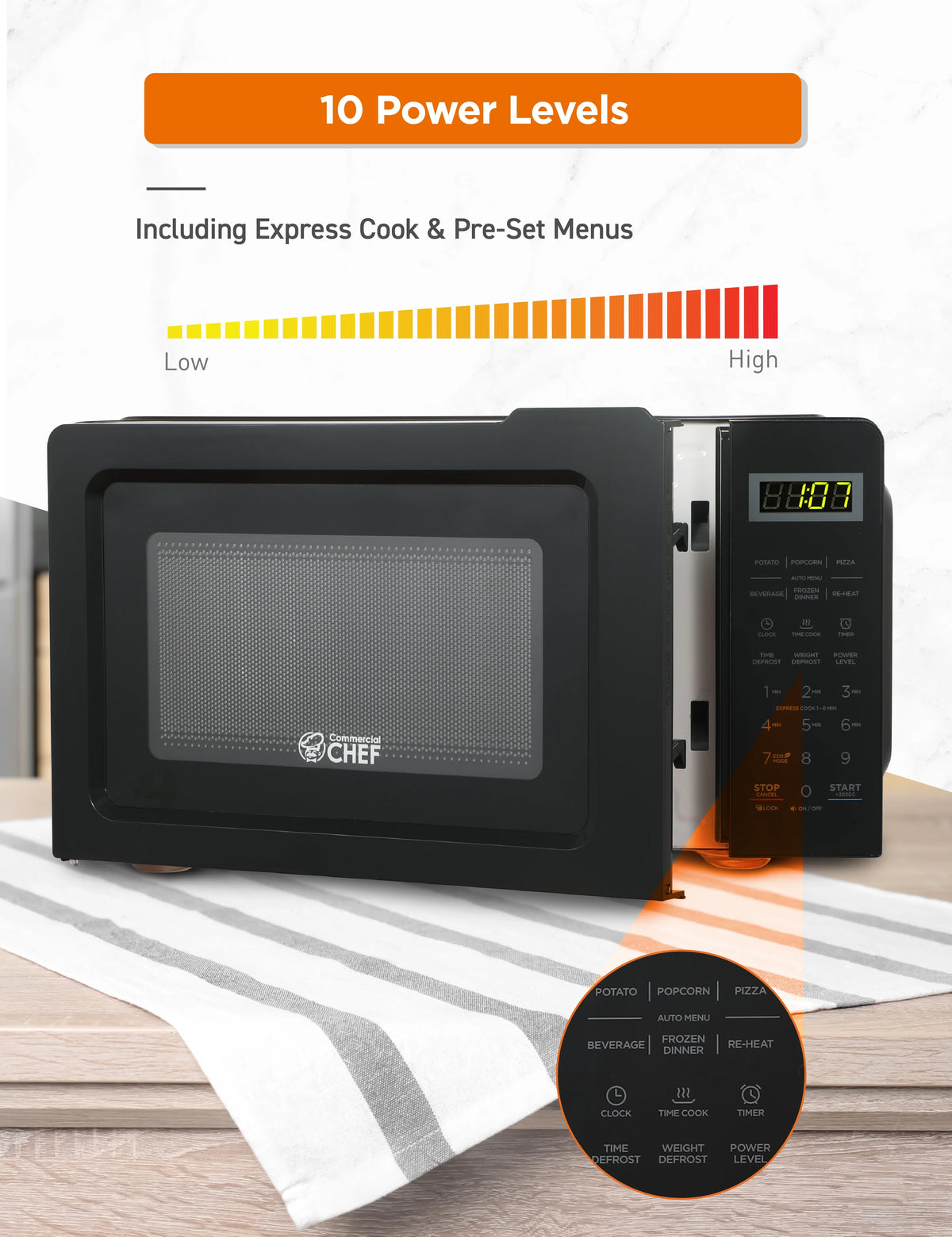 0.7 Cubic Feet 700 Watt Stainless Steel Microwave Oven U655802