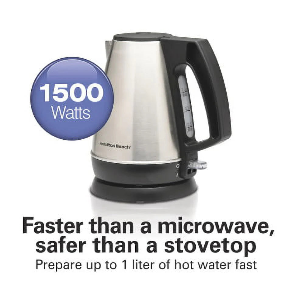 1 Liter Stainless Steel and Black Electric Kettle S14597