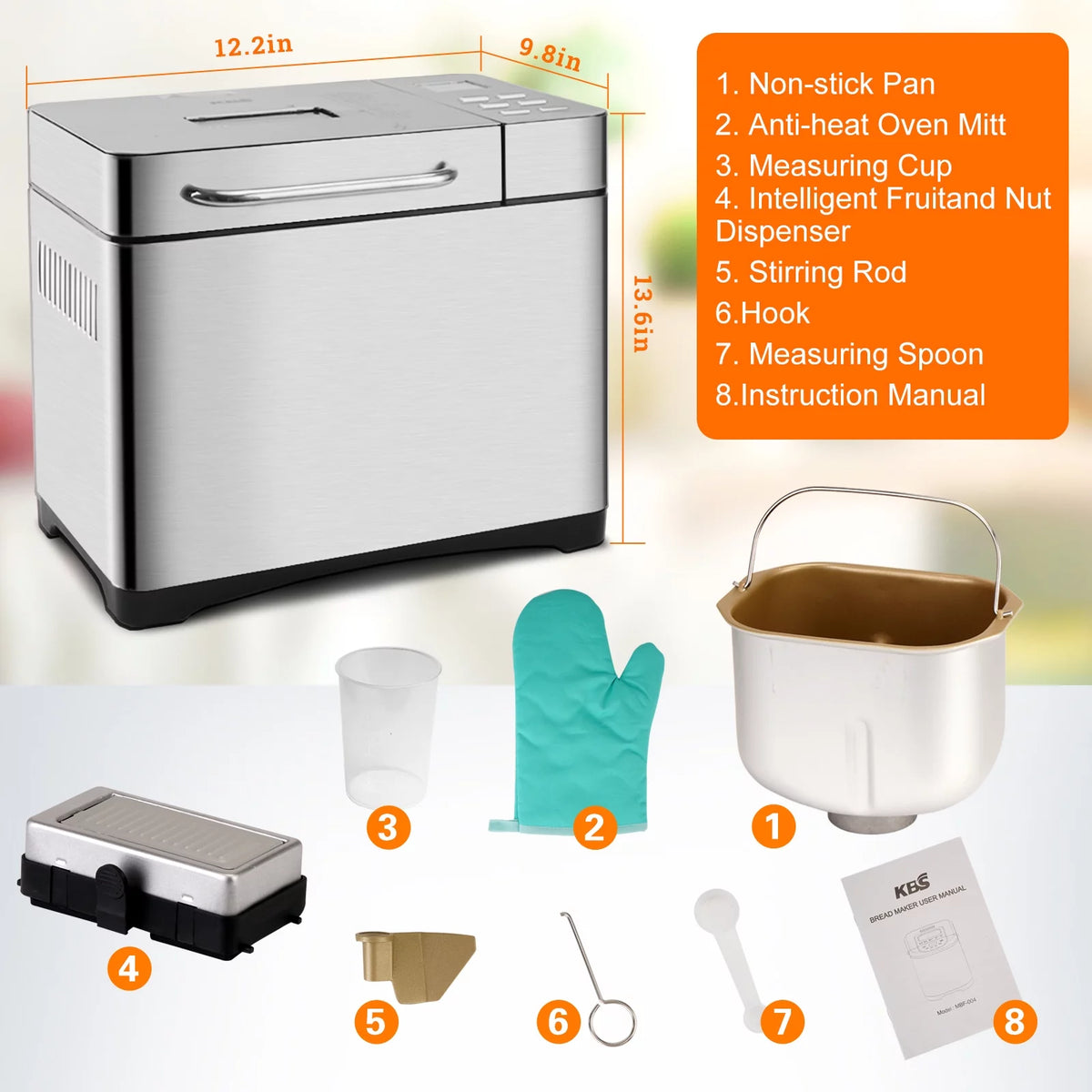 19-in-1 2LB Stainless Steel Bread Maker X753