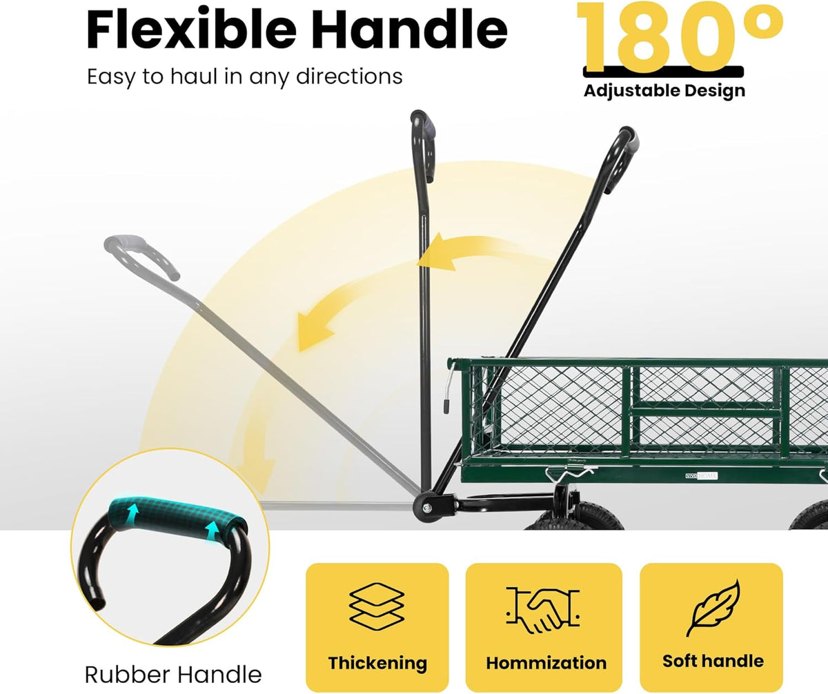 Heavy Duty Mesh Steel Garden Cart with Removable Sides P74218