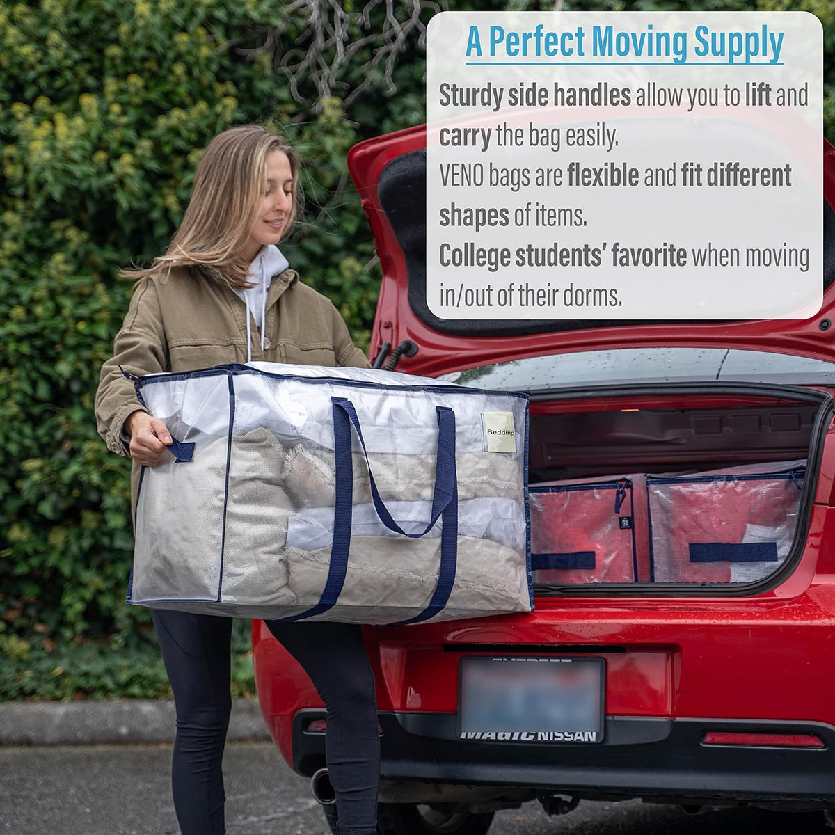 12 Pack Heavy-Duty Moving Bag with Backpack Straps and Label Pocket E331