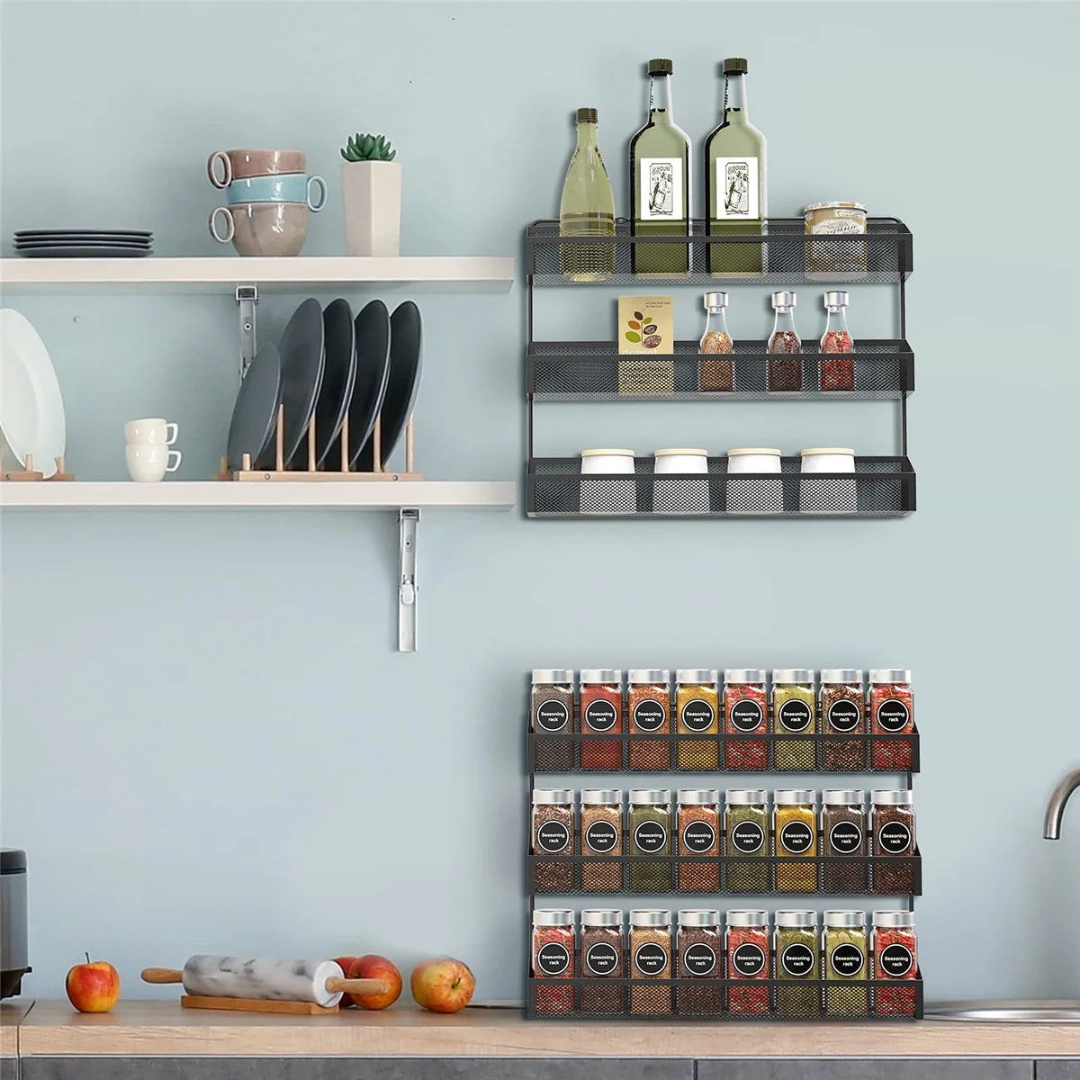 2 Pack 3 Tier Black Spice Rack Organizer Z2293