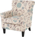 White/Blue Crushed Floral Fabric Sofa with Wooden Metal Legs Y83199
