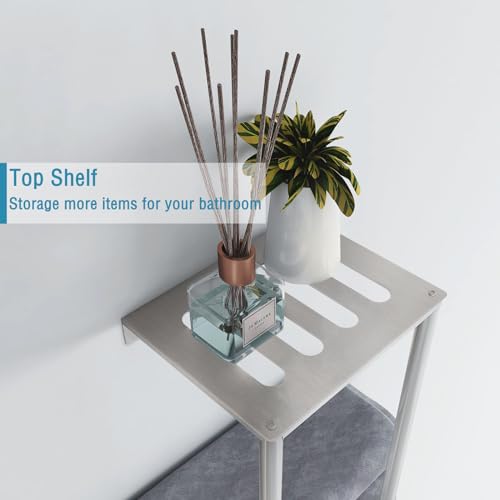 Brushed Nickel 3 Tier Towel Storage Rack with 4 Hooks A28479