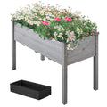 Gray Fir Wood Raised Garden Bed Planter Box P15278