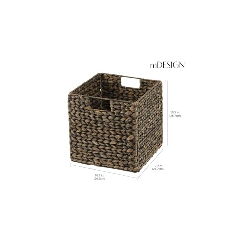 Black Wash Woven Hyacinth Cube Organizer Basket with Handles, 8 Pack D958735