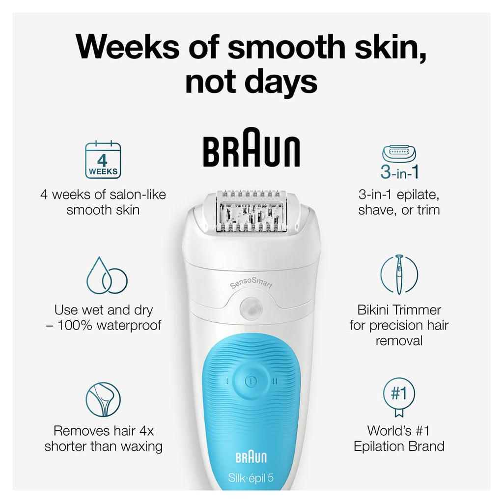 Epilator Hair Removal Device Cordless Rechargeable Wet & Dry A8448