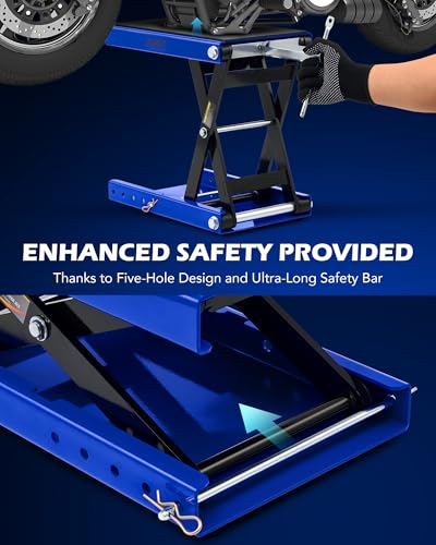 1100lb Motorcycle Scissor Lift Jack with Wide Deck T Handle I302