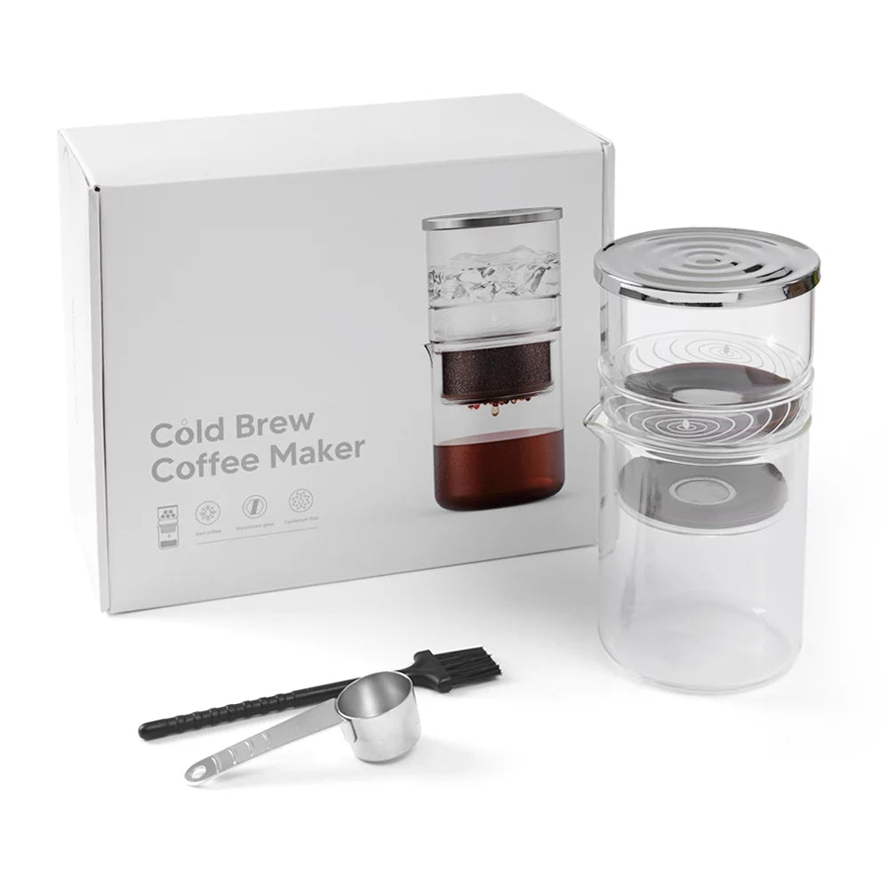 300ml Borosilicate Glass Cold Brew Coffee and Tea Maker with Cleaning Brush and Spoon P71197