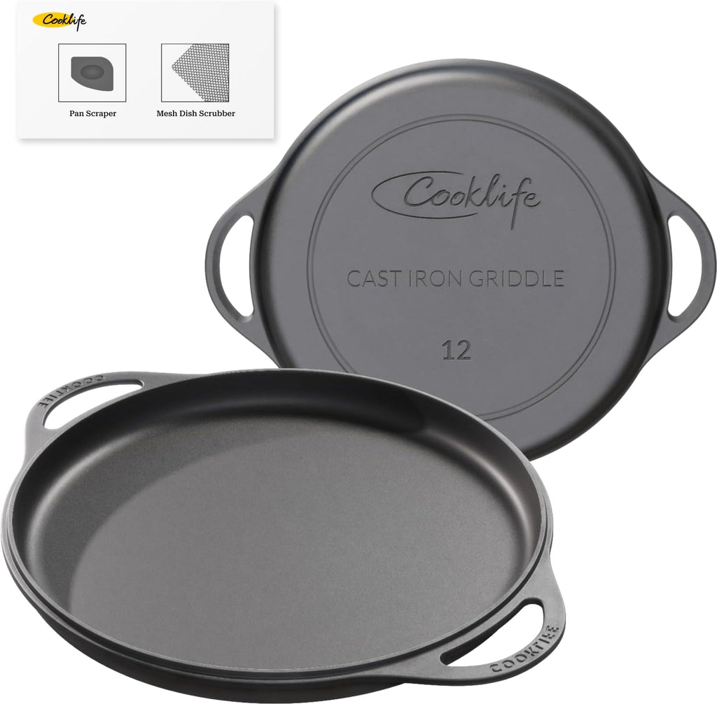 12 Inch Round Pre-Seasoned Cast Iron Griddle C662322