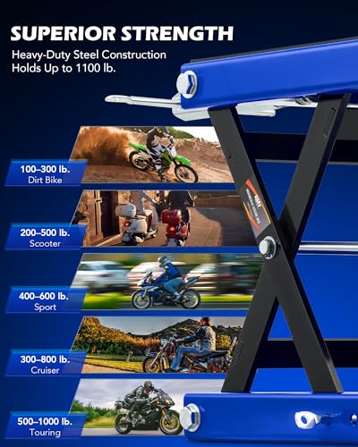 1100lb Motorcycle Scissor Lift Jack with Wide Deck T Handle I302