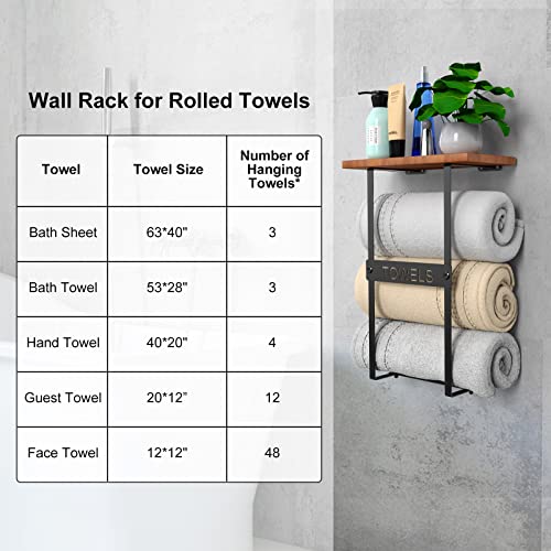 Wall Mounted Metal Towel Holder with Wooden Shelf L619917