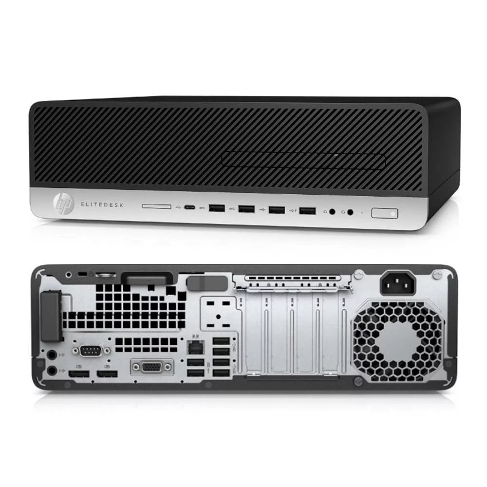 Restored HP ProDesk 800 G3 Desktop Computer, Intel i5 CPU, 240GB SSD, 16GB RAM, Dual 19" LCD Monitors with Windows 10 Pro Y507