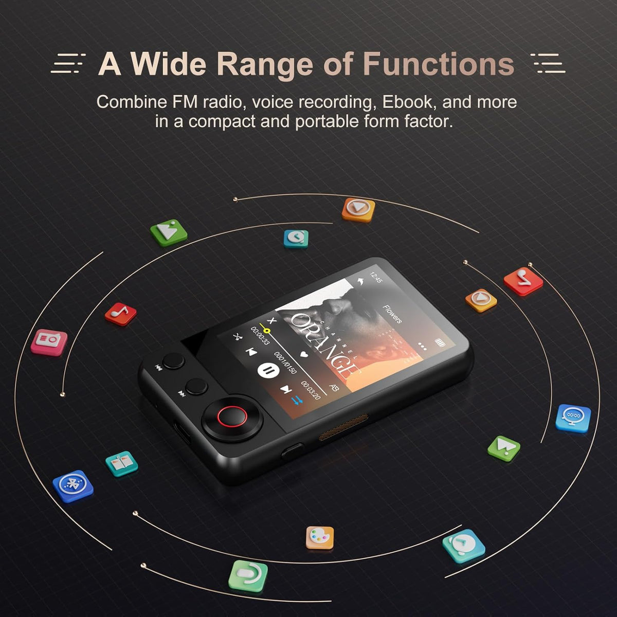 128GB Bluetooth MP3 Player with 2.4" Screen, FM Radio, Touch Screen J80664