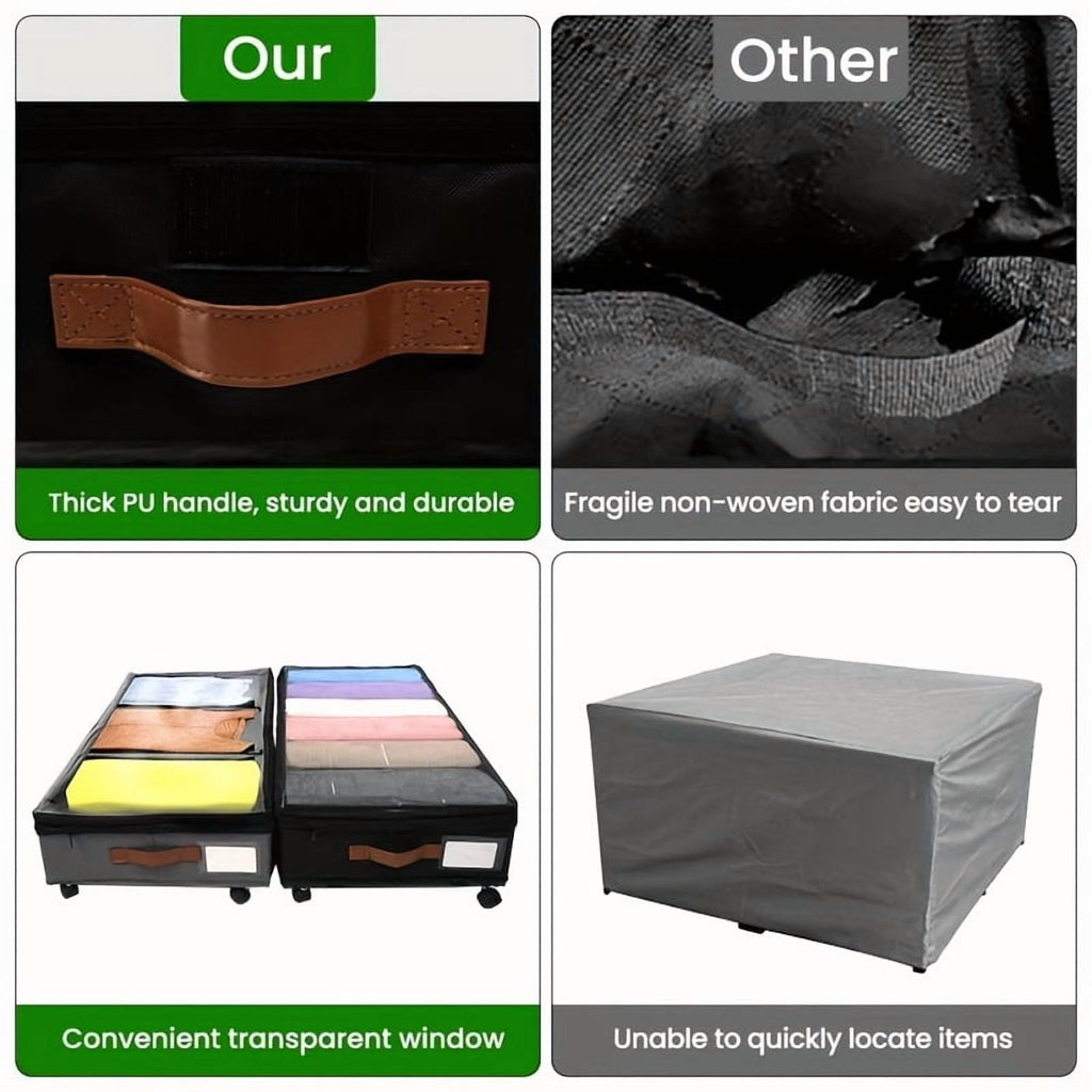 2-Pack Under-Bed Storage Bins with Wheels & Clear Window S5454