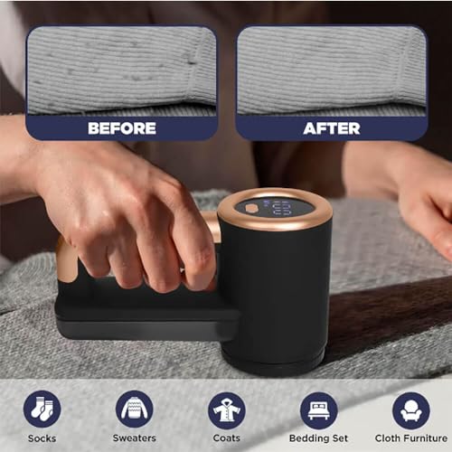 Rechargeable Fabric Shaver & Lint Remover with LED Display, 3-Speed Portable Electric Fur Zapper & Pill Cutter - Blue A14409