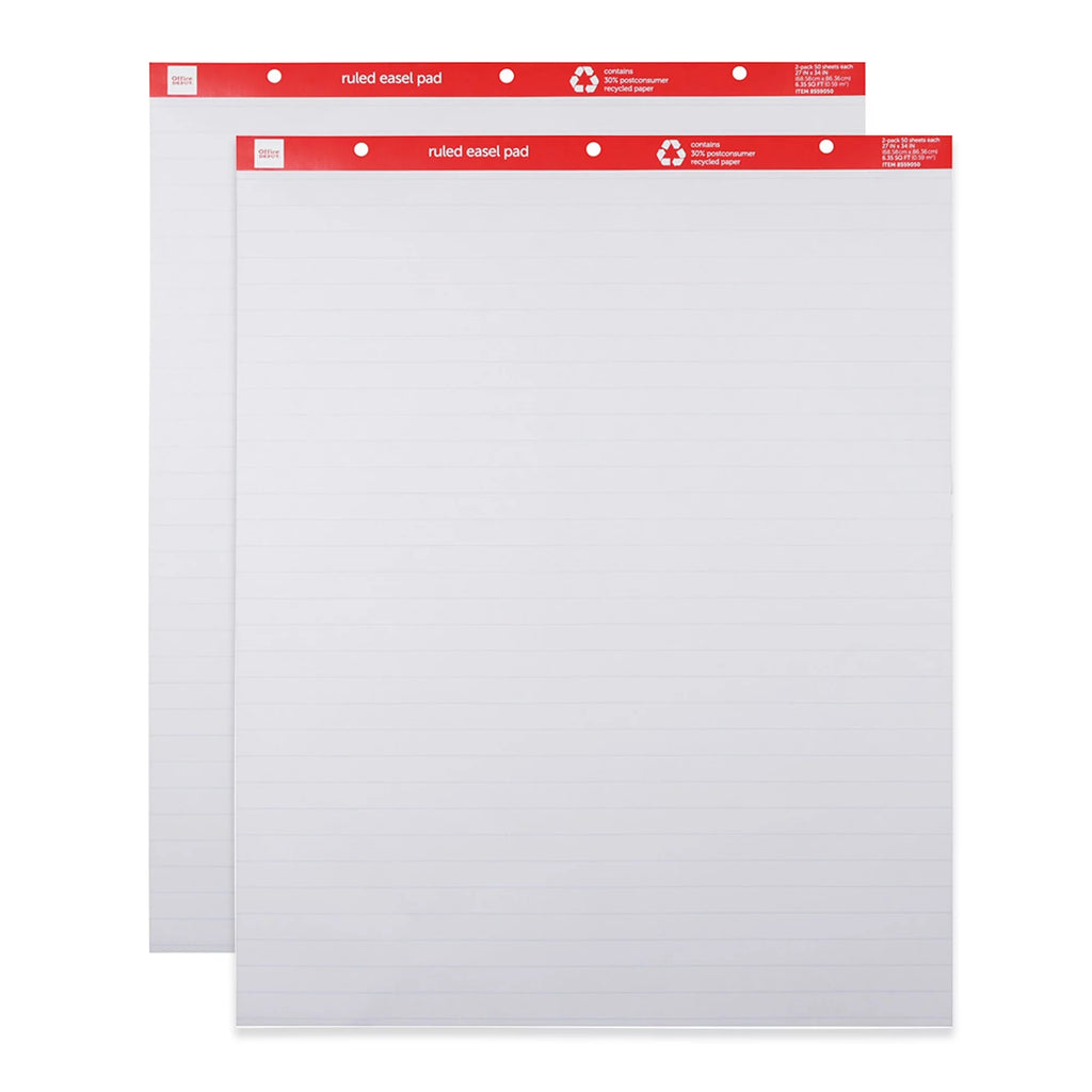 White 27" x 34" Ruled Easel Pads, 50 Sheets, Pack Of 2 Y6713