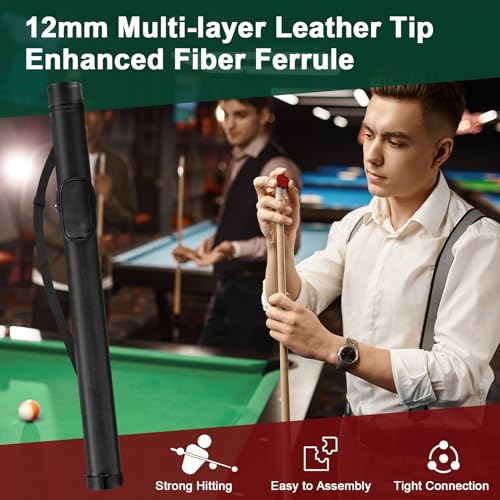 58 Inch Maple Pool Cue Sticks Case and Replacement Kit V86952