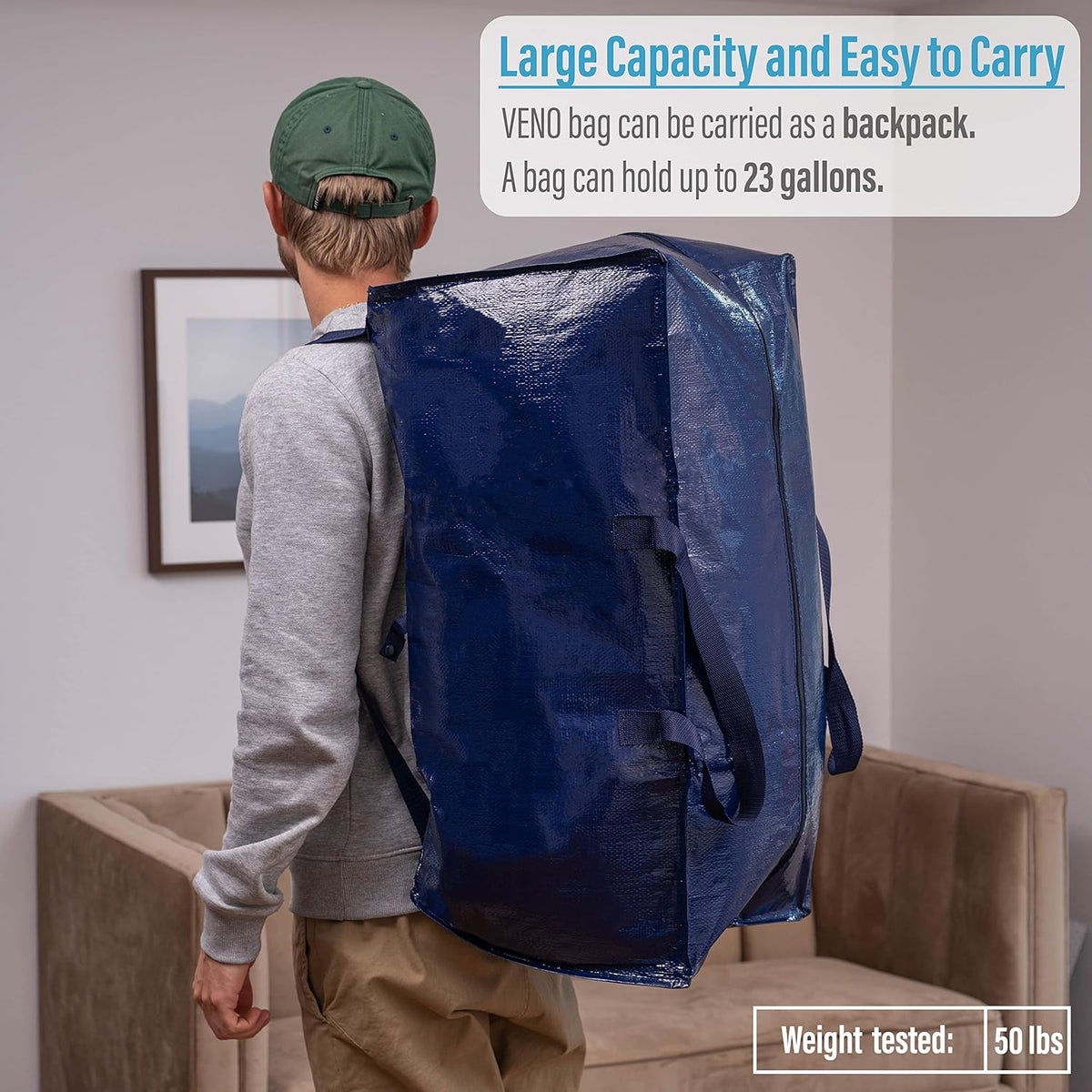 12 Pack Heavy-Duty Moving Bag with Backpack Straps and Label Pocket E331