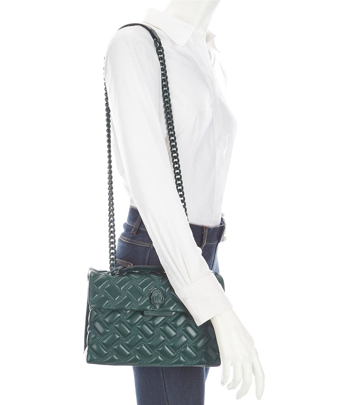 Dark Green Quilted Shoulder Bag Q15015