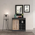 Black Wood Coffee Bar Cabinet with Wine Rack N798672