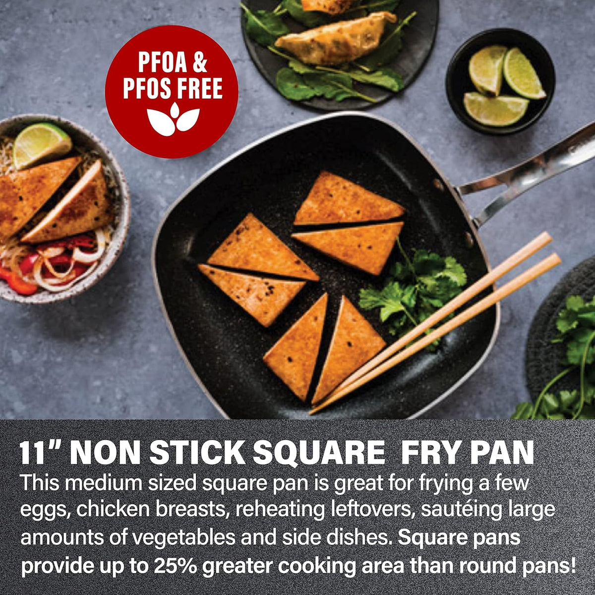 11" Shallow Square Nonstick Frying Pan B2456