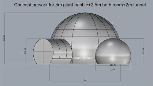 Inflatable Bubble Tent Dome Tunnel Camping Outdoor Big 16.5ft Diameter 8ft Rooms T8422