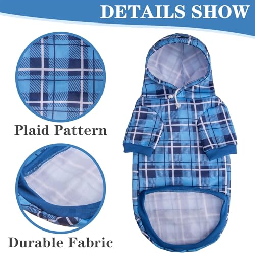 Plaid Dog Hoodie with Leash Hole, Beige Medium U490162