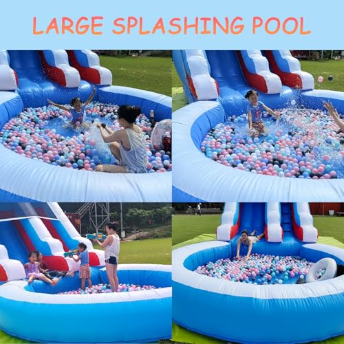 20FT Inflatable Water Slide with Climbing Ladder and Splash Pool K9874