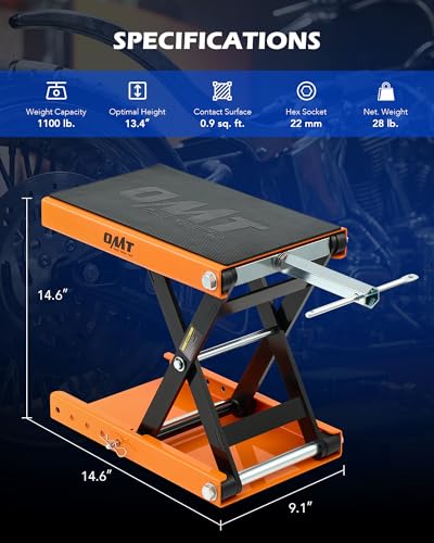 1100lb Motorcycle Scissor Lift Jack with Wide Deck T Handle I302