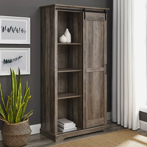68" Sliding Door Storage Cabinet - Grey Wash P147