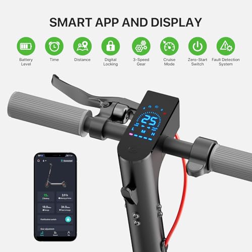 Electric Scooter, 350W, 10in Pneumatic Tires, 10.2AH Battery, 19 Miles Range, 15.5 mph Speed, UL2272 I7468