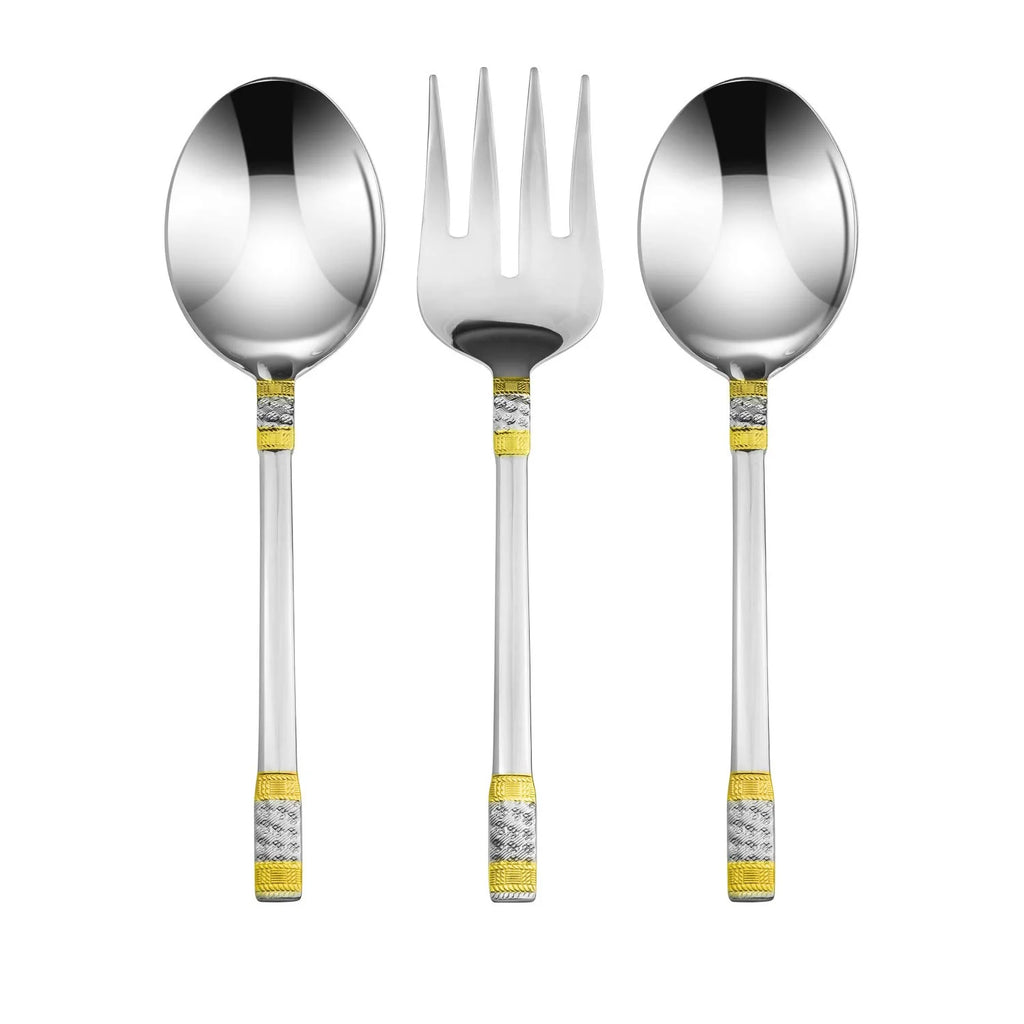 75-Piece 18/10 Stainless Steel Gold-Plated Cutlery Set with Wood Storage Case D1165