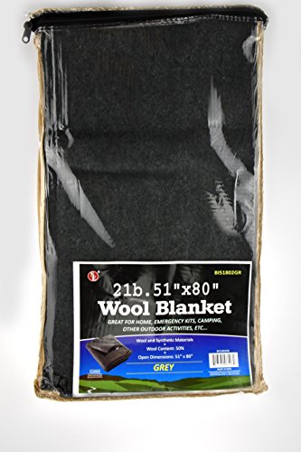 51"x 80" Gray Wool Blanket, 50% Wool, Lightweight 2 lb O34144
