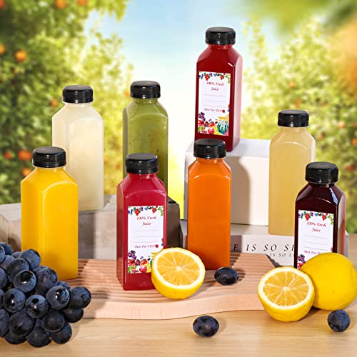 36pcs 12oz Clear Plastic Juice Bottles with Black Caps W102