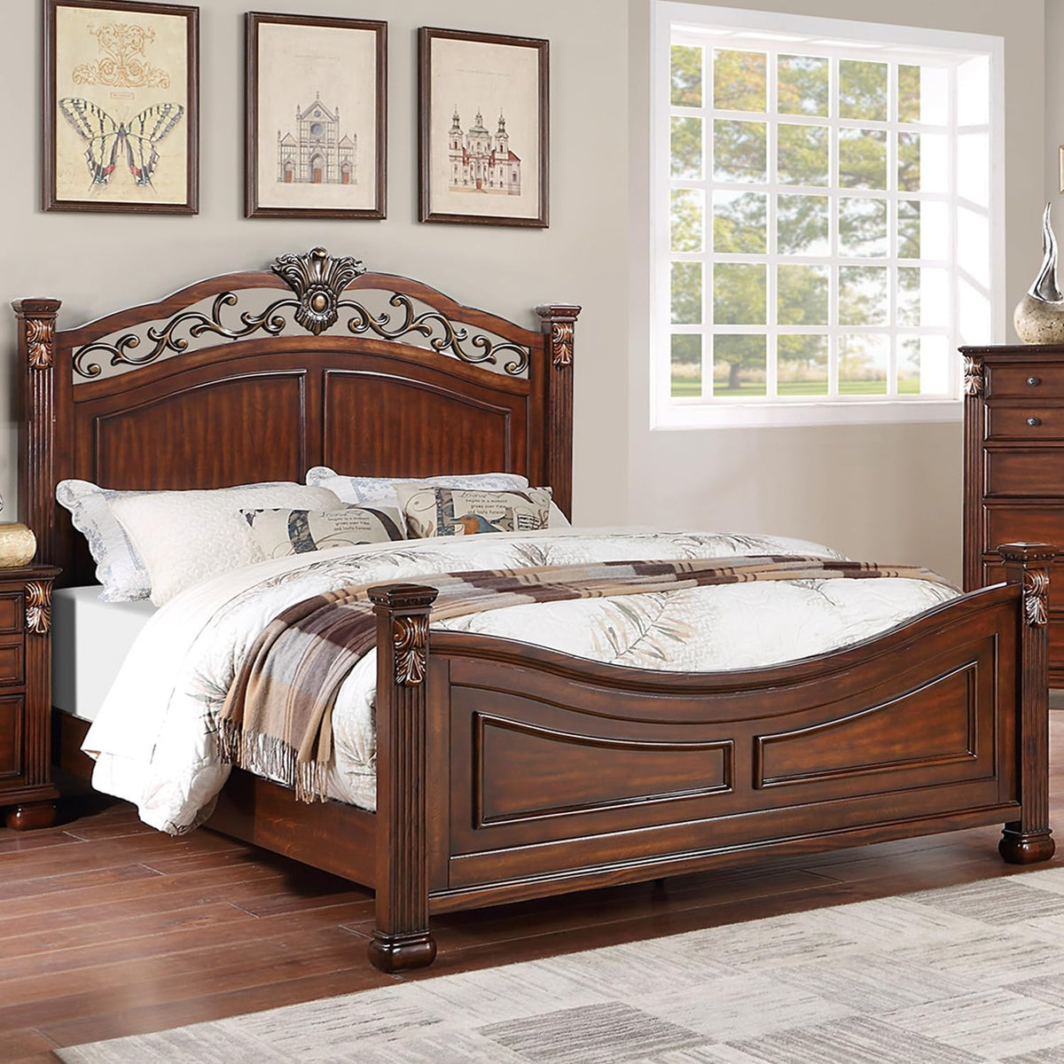 Dark Cherry Wooden California King Bed X1206