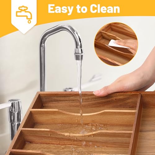 7 Slots Acacia Silverware Organizer Q804