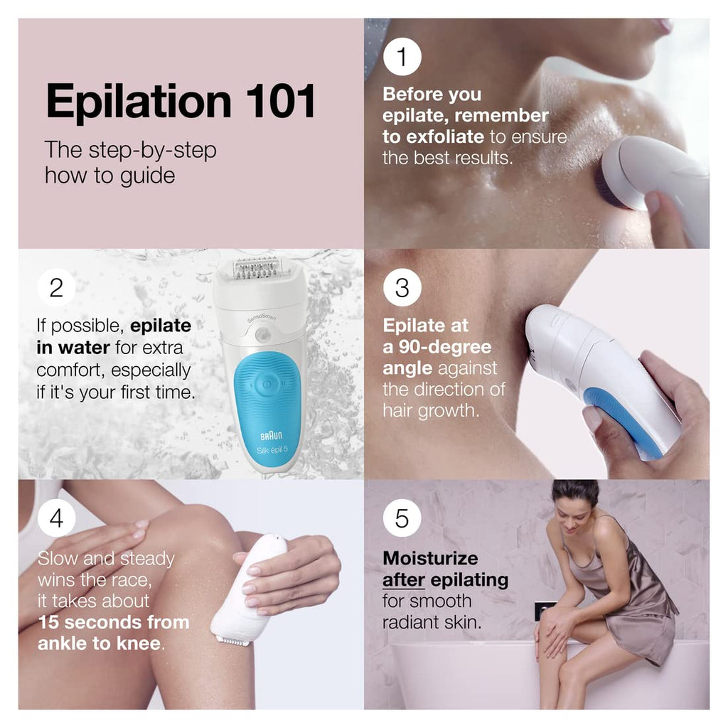 Epilator Hair Removal Device Cordless Rechargeable Wet & Dry A8448