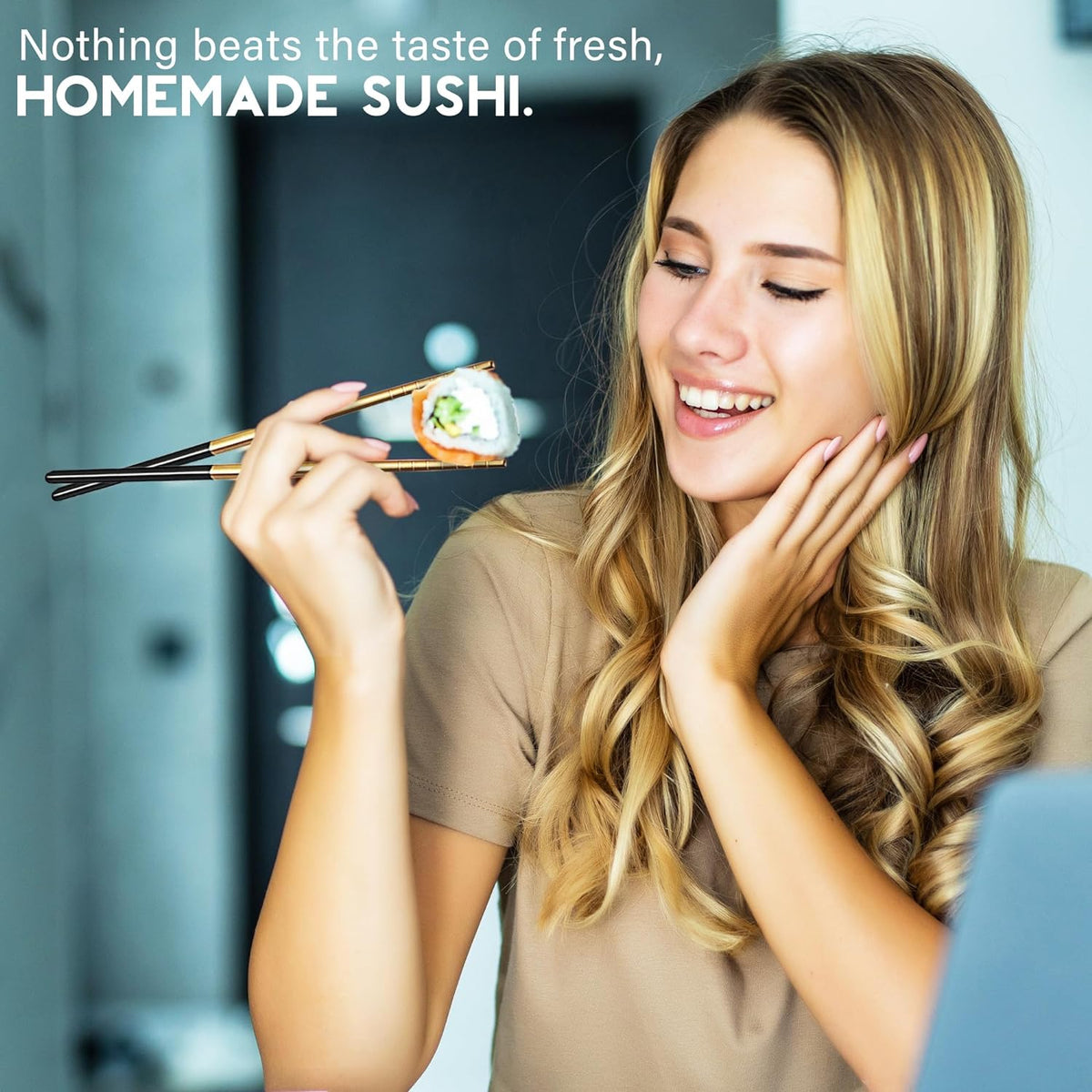 42Pcs Sushi Maker Kit with Bazooka Roller, Rice Cooker, Onigiri, Nigiri & Musubi Mold, Bamboo Rolling Mat, Knife V121
