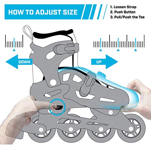 Inline Skates with Aluminum Frames and Adjustable Sizing J967088