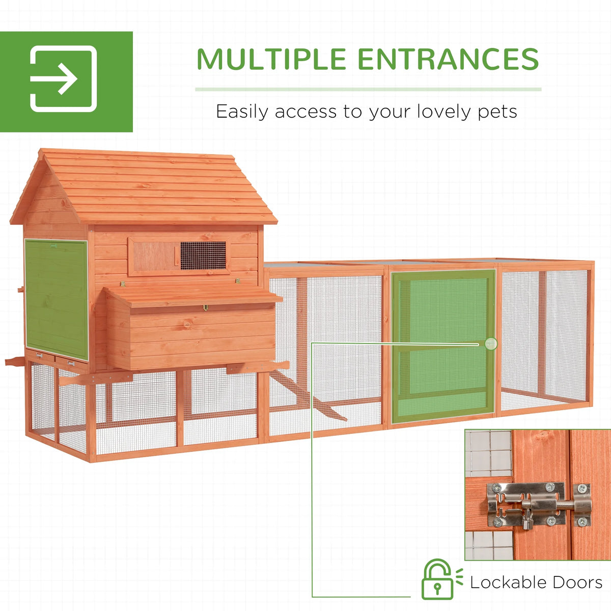 145" Wooden Chicken Coop with Run X51313